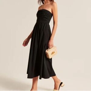 Abercrombie & Fitch Emerson Ruched Strapless Midi Dress Size Large Petite